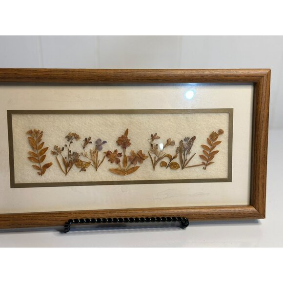 Vintage Pressed Dried Flower Art Frame 12.5" | Botanical Herbarium Table Décor - Picture 3 of 9